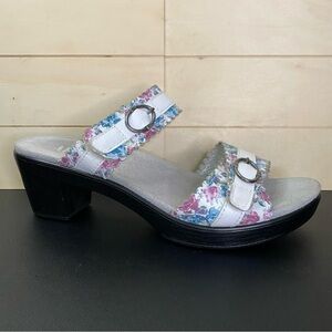 Alegria Bobbi Flounce Floral Sandals Women's Size 11 Shoes EU41 Leather White